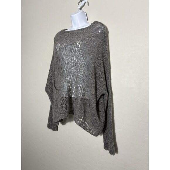 Eileen Fisher Loose Knit Boxy Alpaca Wool Blend Sweater Minimalist Gray S/P - Picture 3 of 8